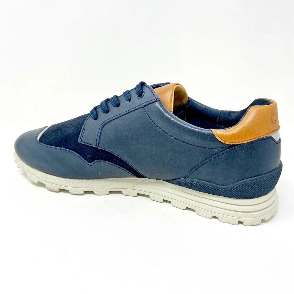 Clae Nathan Deep Navy Leather Mens Size 8 Premium Casual Sneakers - Picture 3 of 5